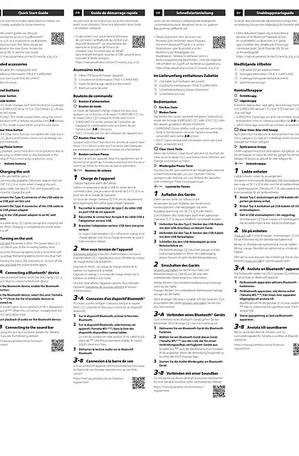 yamaha雅马哈WS-X1A Quick Start Guide